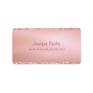 Luxurious Elegant Rose Gold Modern Script Address Label