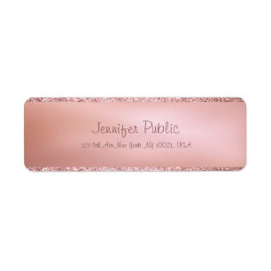 Luxurious Elegant Rose Gold Modern Script Return Label
