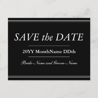 Luxurious, Elegant "SAVE the DATE" Postcard