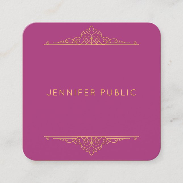 Luxurious Elegant Template Professional Gold Text Square Business Card (Front)