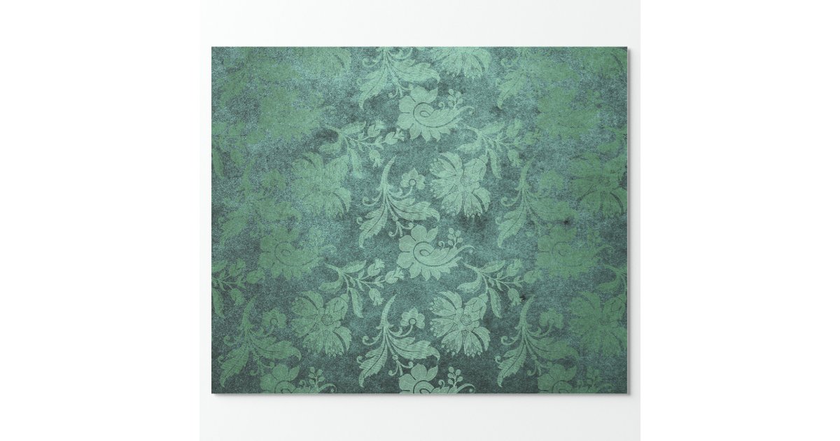 Emerald Green Glam Damask Pattern Wrapping Paper, Zazzle