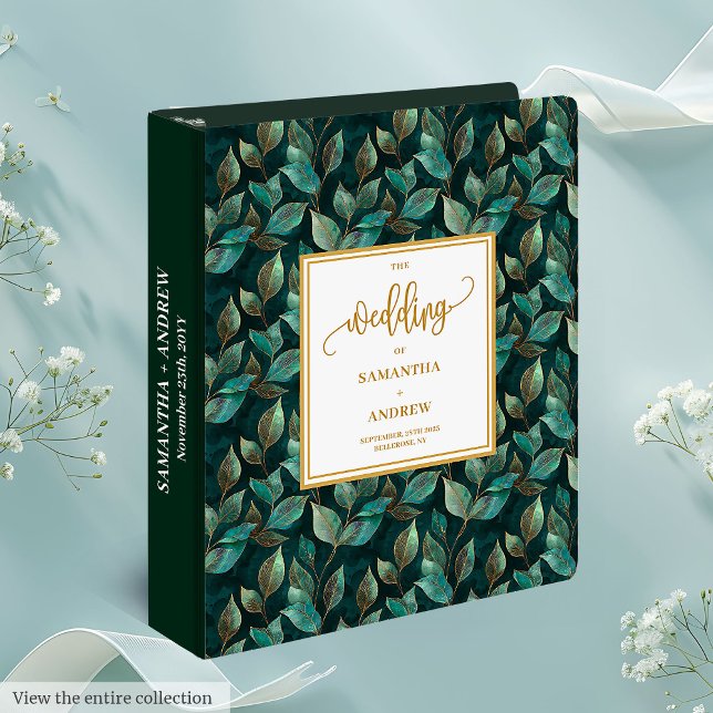 Luxurious Emerald Gold Foliage Memory Album 3 Ring Binder (Luxurious Emerald Gold Foliage Memory Album 3 ring binder)