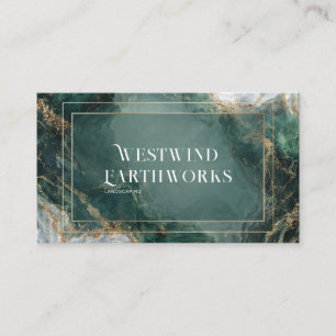 Luxurious Emerald Gold Marbling Geometric Abstract Business Card