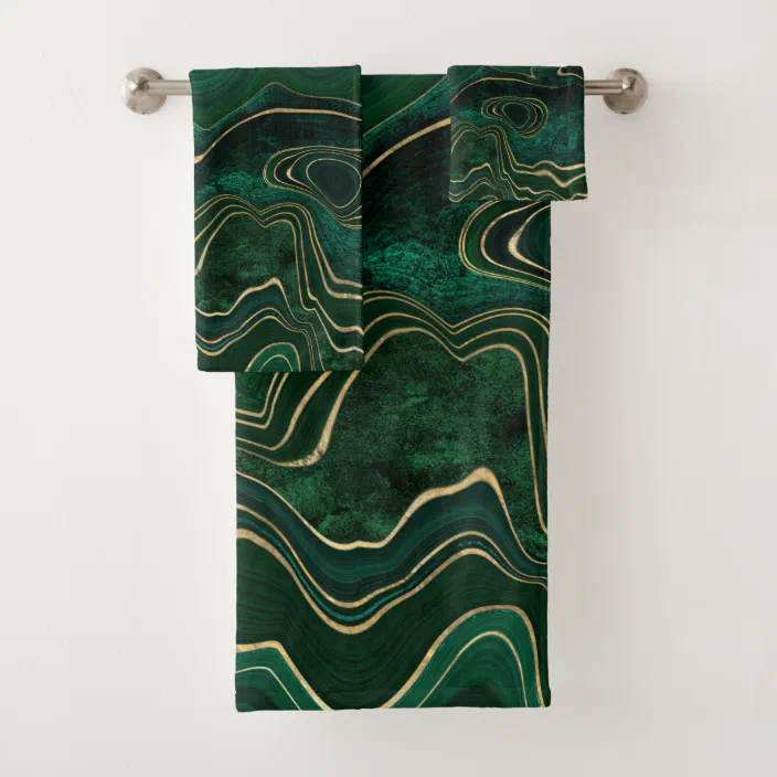 Luxurious Emerald Green Marble Bathroom Towel Set Zazzle Com