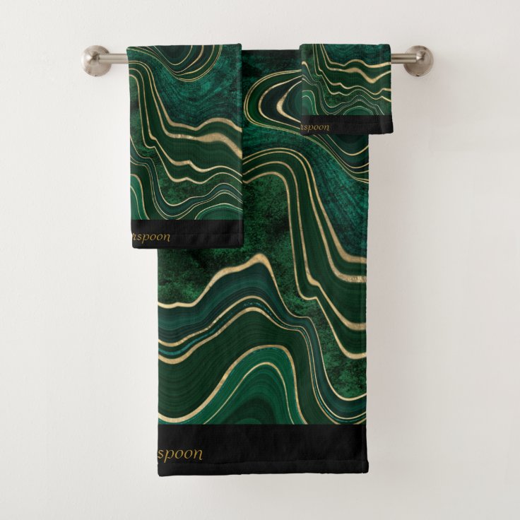 LUXURIOUS EMERALD GREEN MARBLE CUSTOM TOWEL SET Zazzle