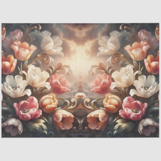Luxurious Ethereal Baroque Floral Decoupage Tissue Paper (Front)