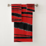 LUXURIOUS EXOTIC RED ZEBRA ANIMAL PRINT BATH TOWEL SET