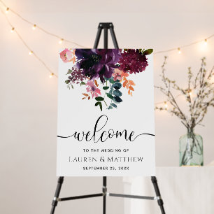 Luxurious Fall Winter Floral Wedding Welcome Foam Board