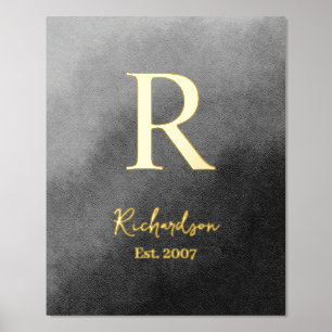 Luxurious Family Name Year Established Logo Style Foil Prints