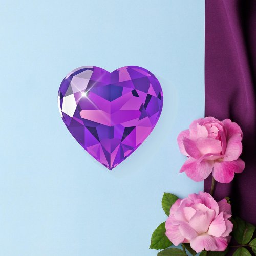 Luxurious Faux Diamond Purple Heart Paperweight