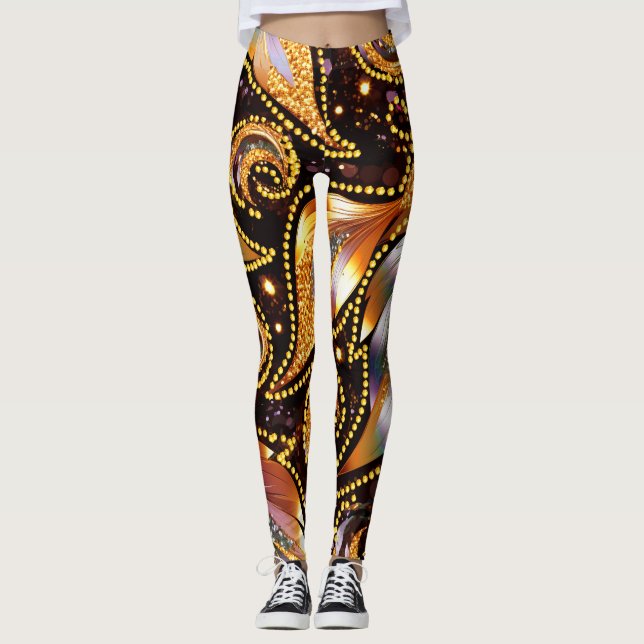 Luxurious Feathers Abstract  Leggings (Front)