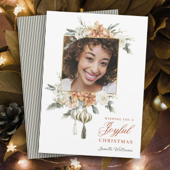 Luxurious Feminine Floral Photo Holiday Card by DP_Holidays at Zazzle