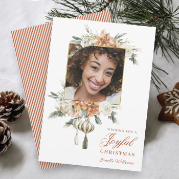 Luxurious Feminine Floral Photo Holiday Card by DP_Holidays at Zazzle