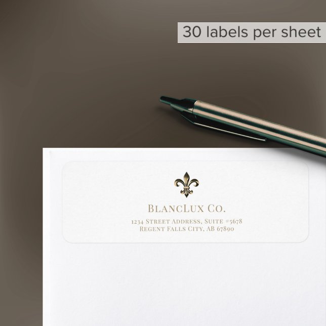 Luxurious Fleur-de-lis Logo White Address Labels (Creator Uploaded)