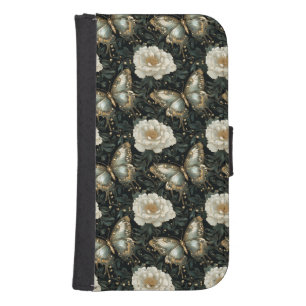 Luxurious Floral & Butterfly Seamless Pattern Galaxy S4 Wallet Case