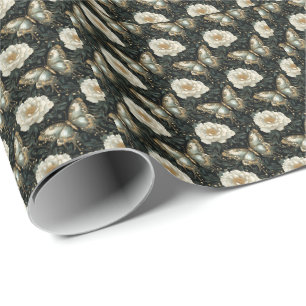 Luxurious Floral & Butterfly Seamless Pattern Wrapping Paper