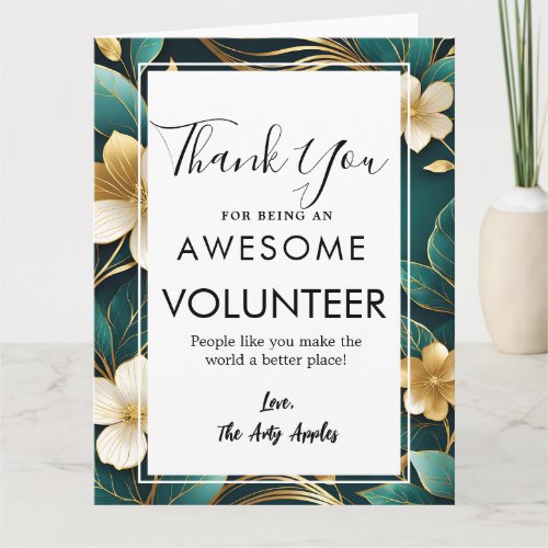 Luxurious floral gold volunteer appreciation week  card