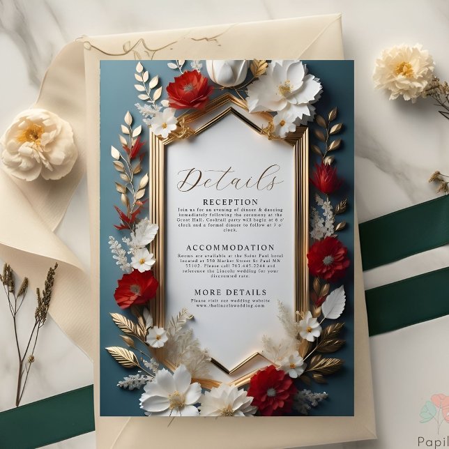 Luxurious Floral motif with Golden Leaves Details Enclosure Card (Creator Uploaded)