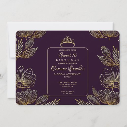 Luxurious Floral Sweet Sixteen Invitation