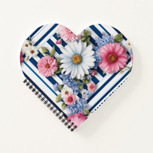 Luxurious flower print notebook haeart design