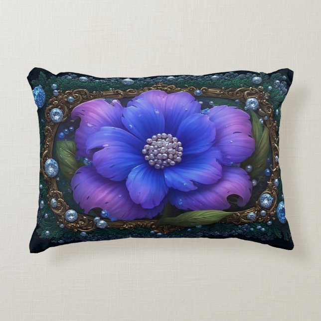 Luxurious Flower With Ornate Frame Accent Pillow (Front)