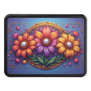 Luxurious Flower With Ornate Frame Hitch Cover