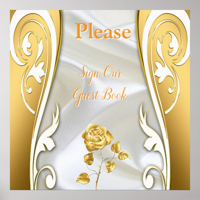 Luxurious Flowing Silk & Gold Roses. Poster (Front)