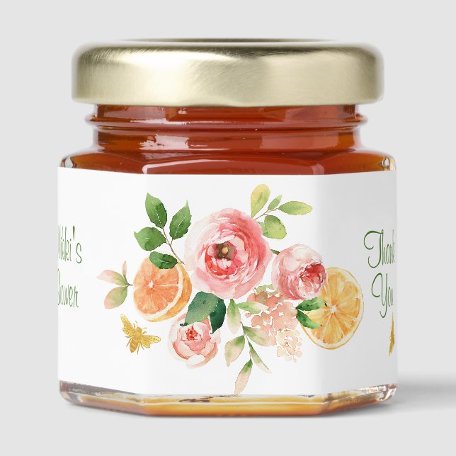 Luxurious Fruit and Foliage  Honey Jar Favors (Front)