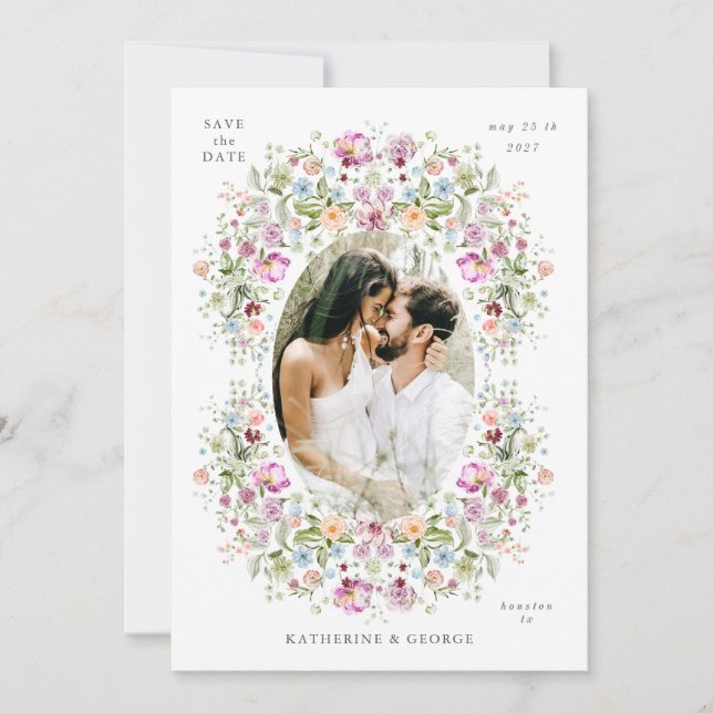 Luxurious Garden Floral Save the Date (Front)