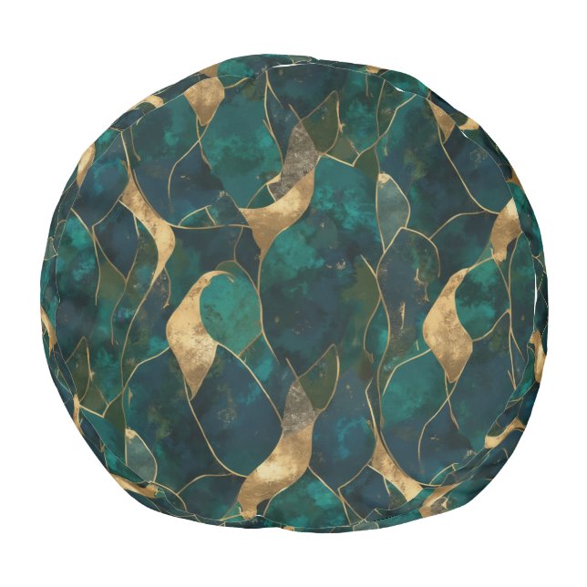 Luxurious Geometric Abstract Round Pouf (Bottom)