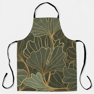 Luxurious Ginkgo Gold Line Art Apron
