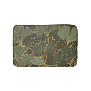Luxurious Ginkgo Gold Line Art Bath Mat
