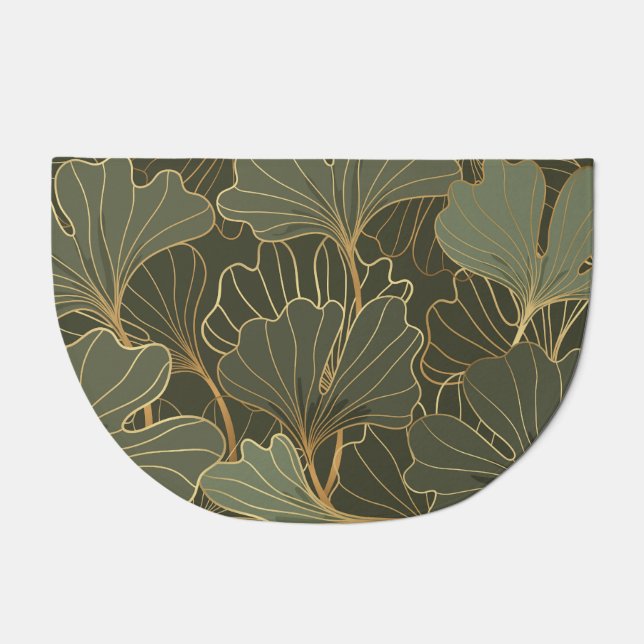 Luxurious Ginkgo Gold Line Art Doormat (Front)