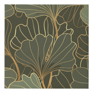 Luxurious Ginkgo Gold Line Art Faux Canvas Print