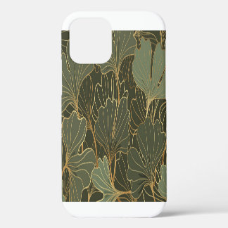 Luxurious Ginkgo Gold Line Art iPhone 12 Case