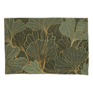 Luxurious Ginkgo Gold Line Art Pillow Case