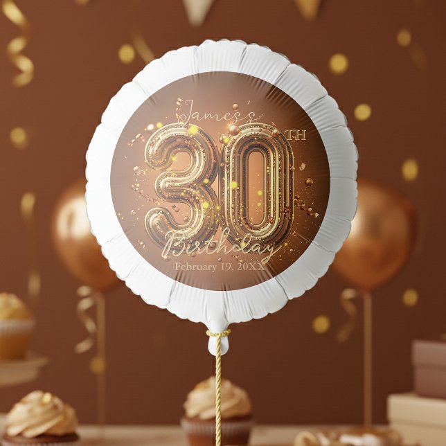 Luxurious Glam Brown and Gold 30th Birthday Balloon (Creator Uploaded)