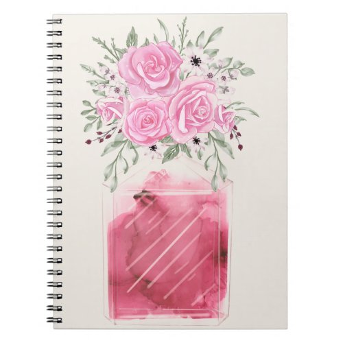 Luxurious Glam Floral Watercolor Perfume Bottle  Notebook