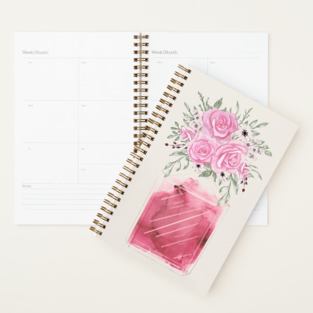 Luxurious Glam Floral Watercolor Perfume Bottle  Planner (Display)