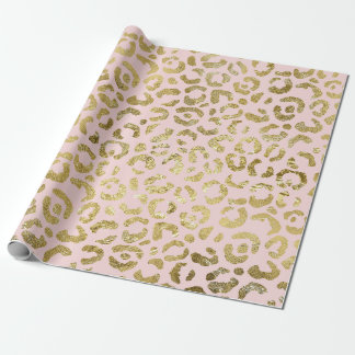 Luxurious Glam Gold Light Pink Leopard Print Wrapping Paper