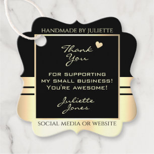 Luxurious Gold and Black Color Packaging Thank You Favor Tags