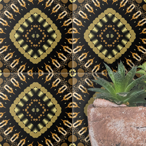 Luxurious Gold and Black Mosaic Geometric Pattern