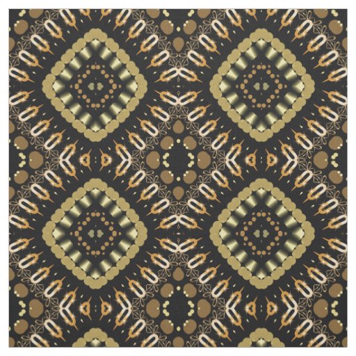 Luxurious Gold and Black Mosaic Geometric Pattern Fabric