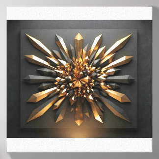 Luxurious Gold and Dark Crystal 3D Geometric Phot Canvas Photo Tile