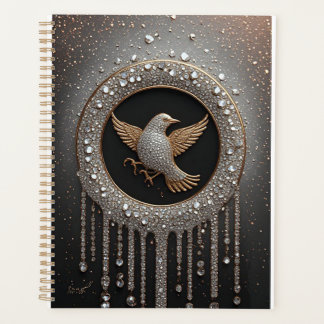 Luxurious Gold and Diamond Bird Emblem Planner