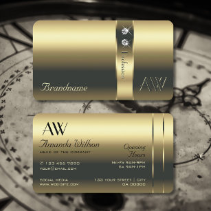 Luxurious Gold and Diamonds Initials Opening Hours Business Card