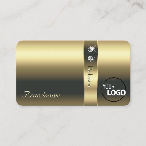 Luxurious Gold and Diamonds Logo Opening Hours Business Card