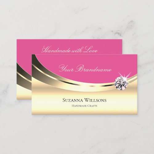 Luxurious Gold and Pink with Sparkly Diamond Luxe Business Card