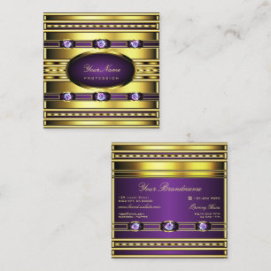 Luxurious Gold and Purple with Faux Rhinestones Square Business Card