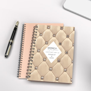 Luxurious Gold And White Tufted Monogram Notebook